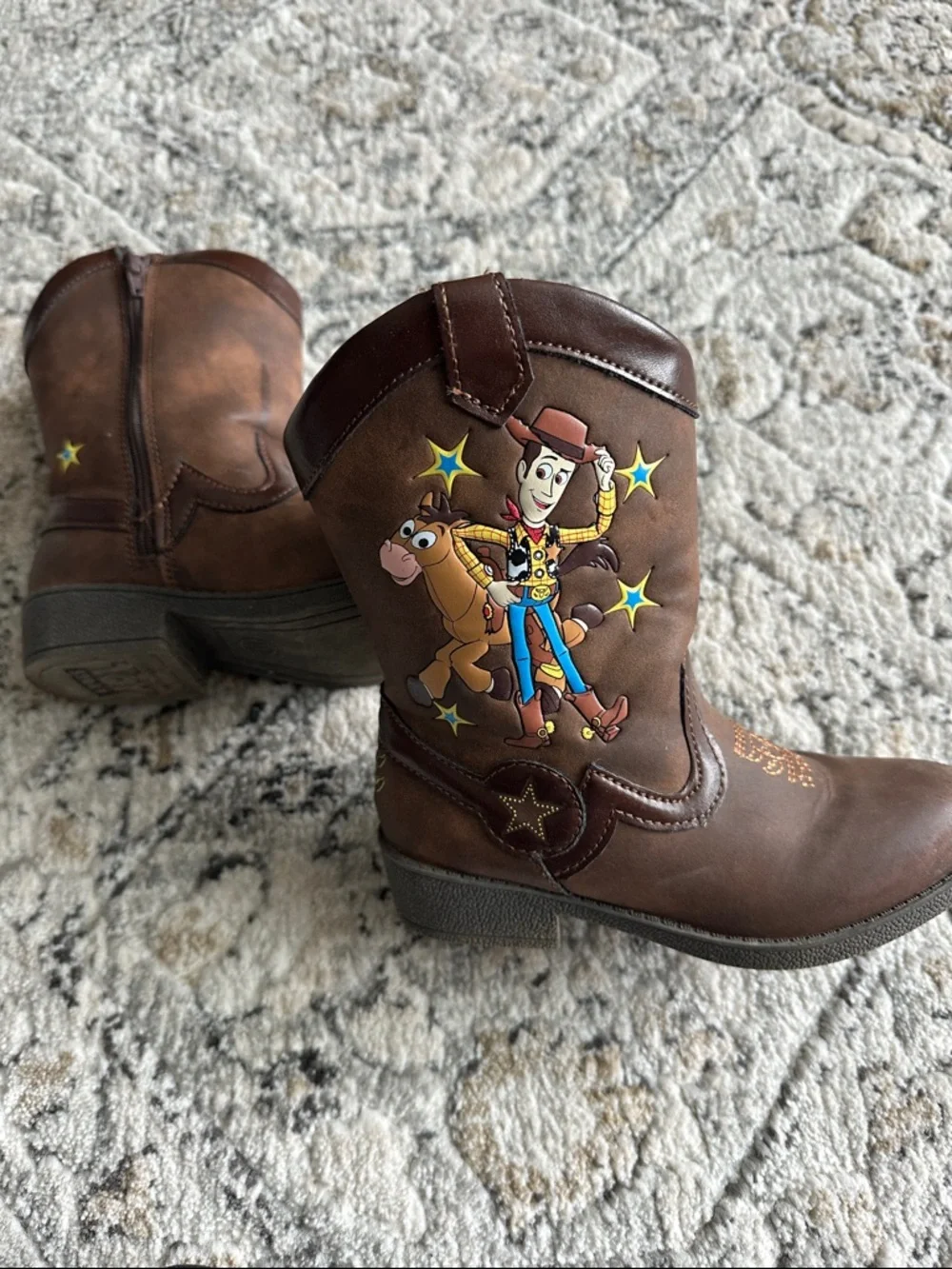 Disney Brown Kids Cowboy Boots with Toy Story Woody Graphic. - Picture 1 of 3